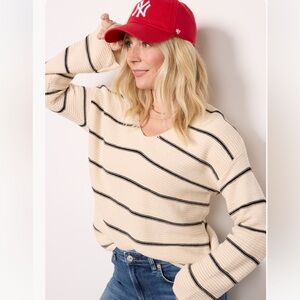 Vera Striped Cream Pullover Sweater